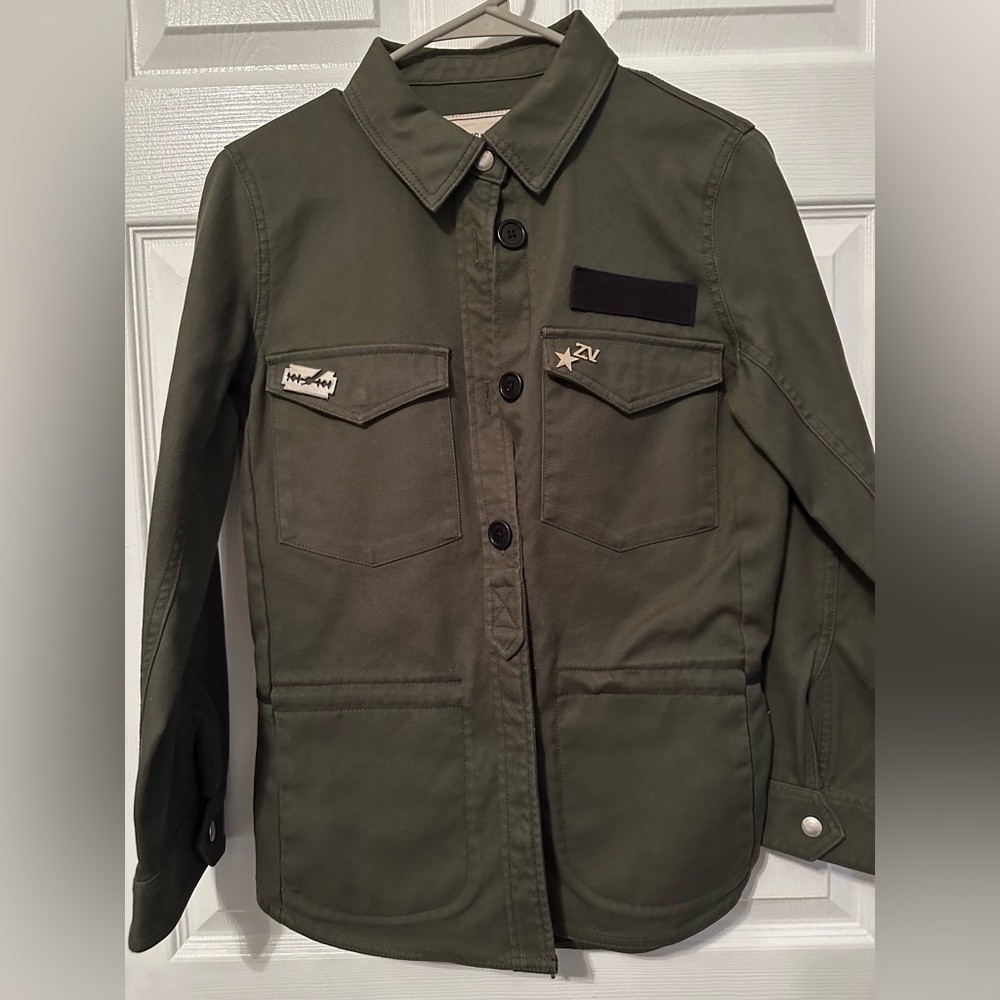 Zadig & Voltaire green jacket with embroidered skull on back